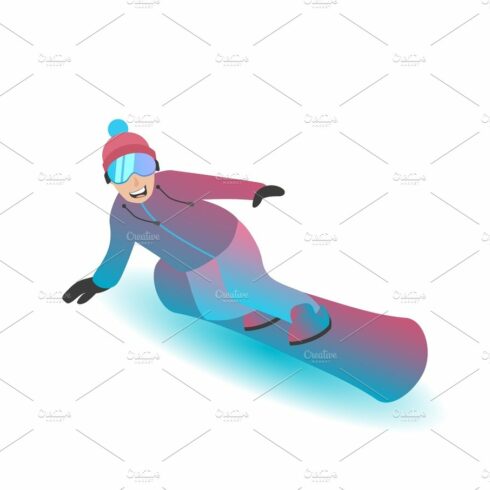 Male character standing on a snowboard. cover image.