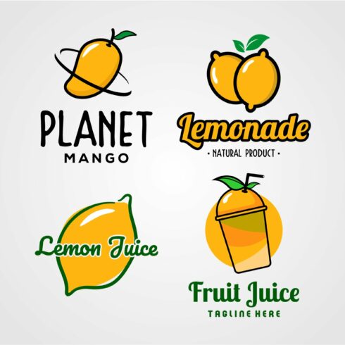 fresh fruit juice logo set vector cover image.
