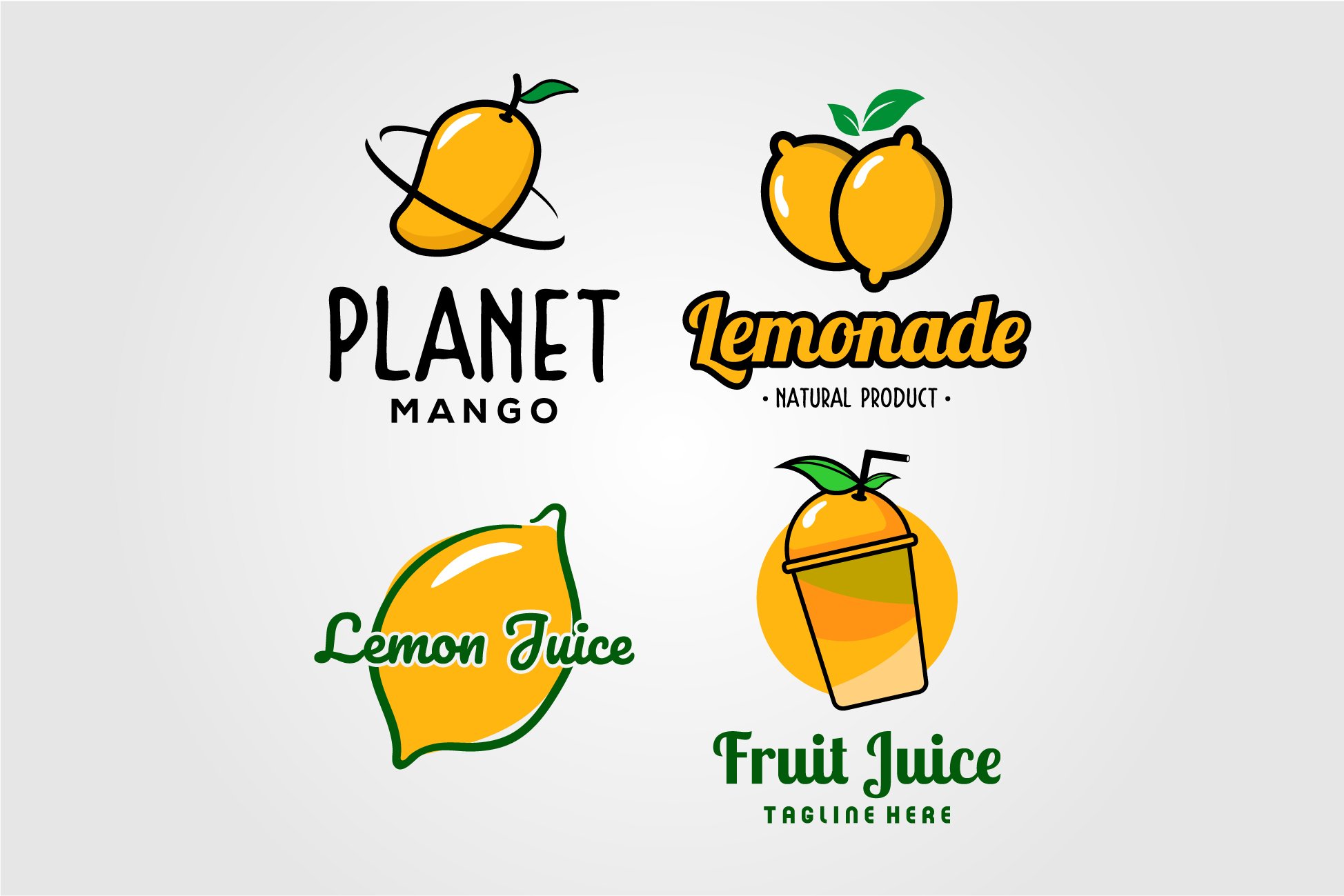 fresh fruit juice logo set vector cover image.
