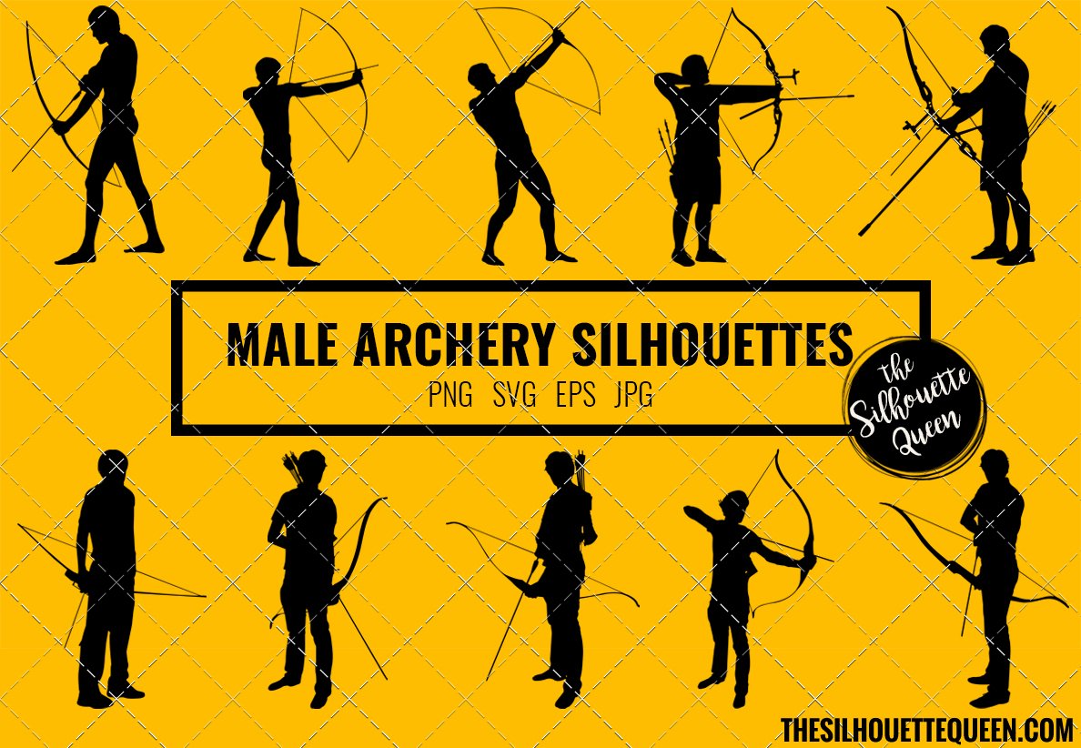 Man Archery silhouette vector cover image.