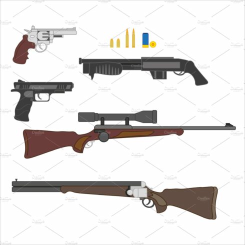 firearms kit, vector on white backgr cover image.