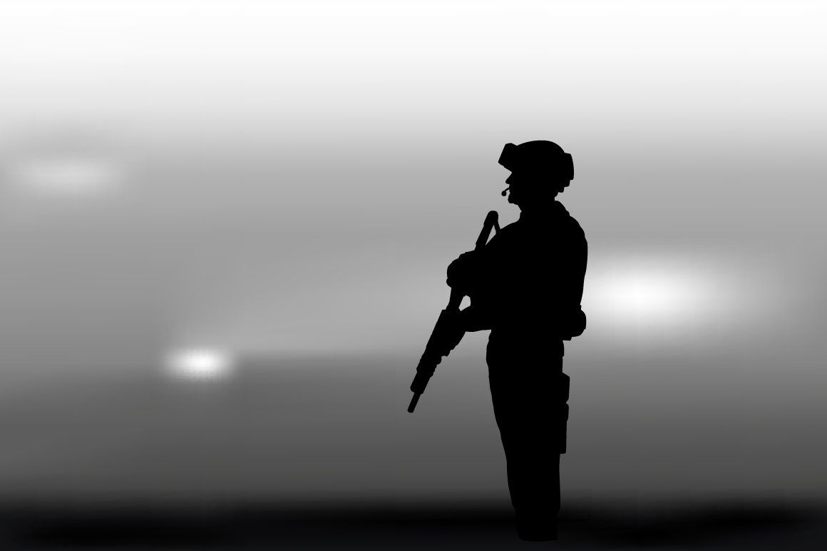 armed soldier on a dark background 516