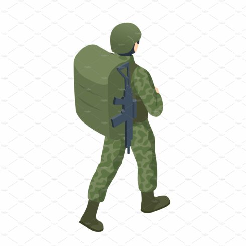 Isometric Military backpack war cover image.