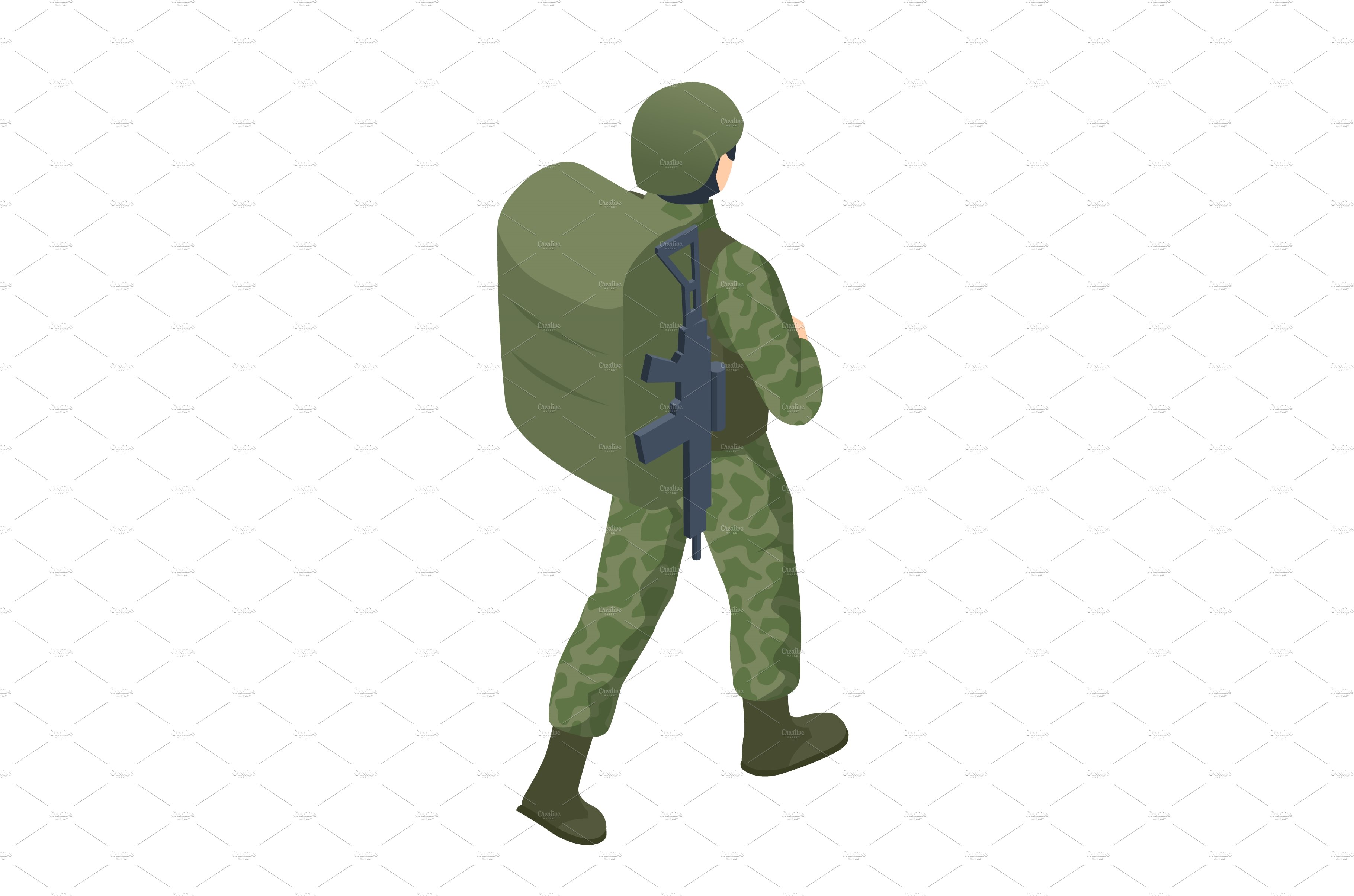 Isometric Military backpack war cover image.