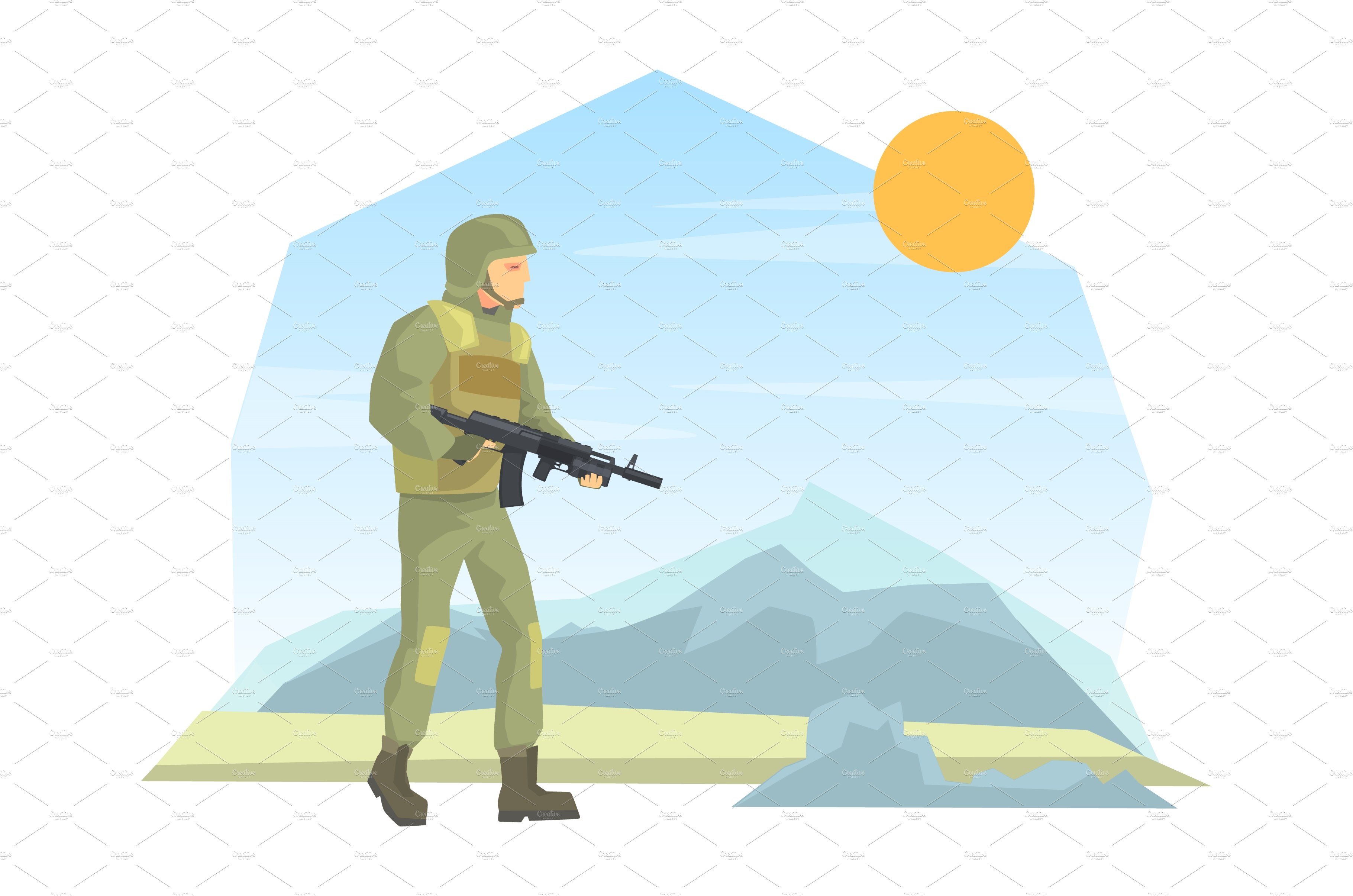 Army Soldier with Rifle Weapon Flat cover image.
