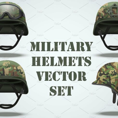 Set of Military camouflage helmets cover image.