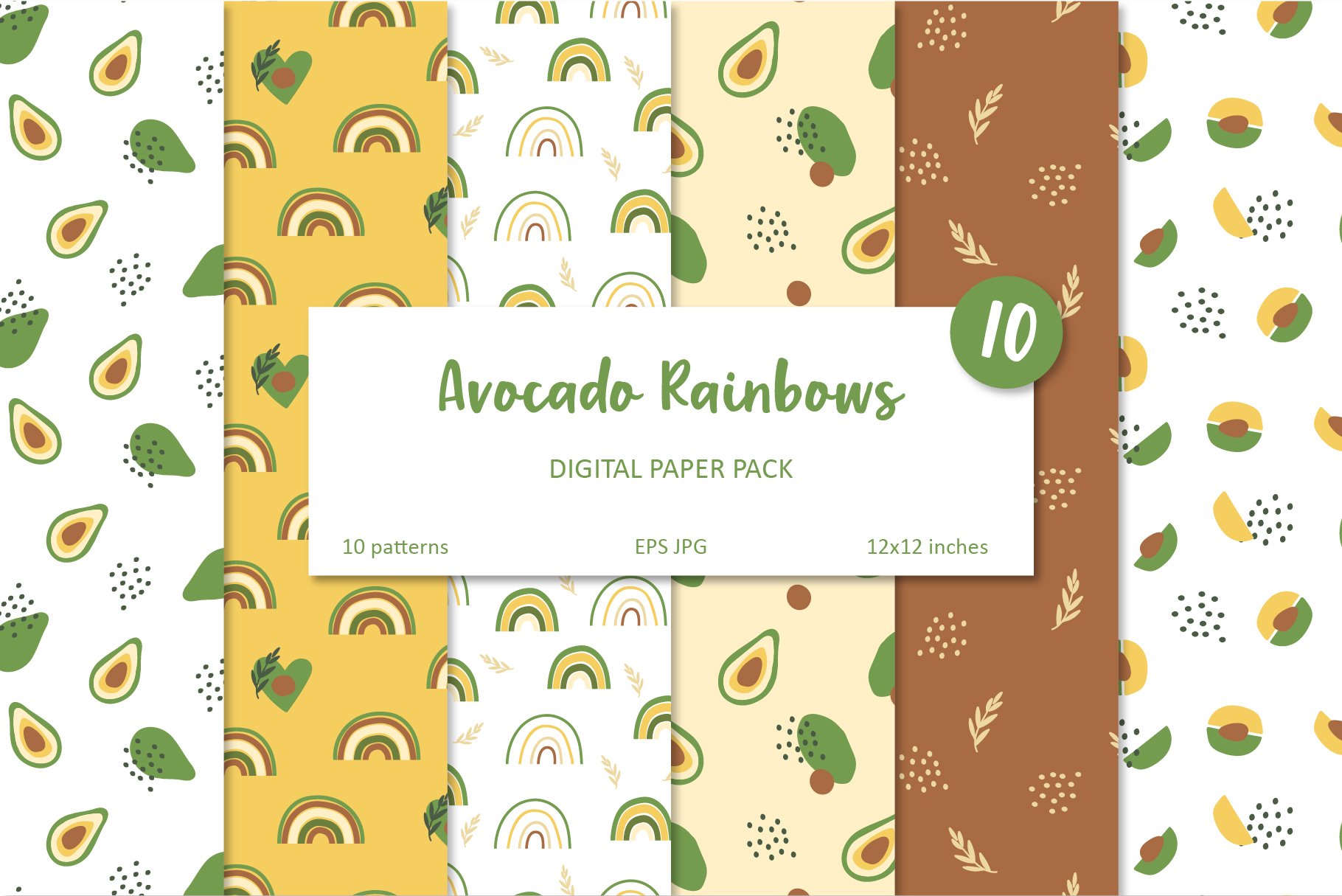 Set of Avocado Rainbow patterns cover image.