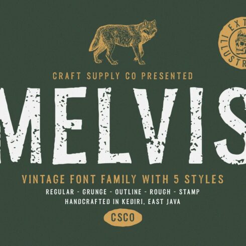 Melvis - Vintage Font Family+Extras cover image.