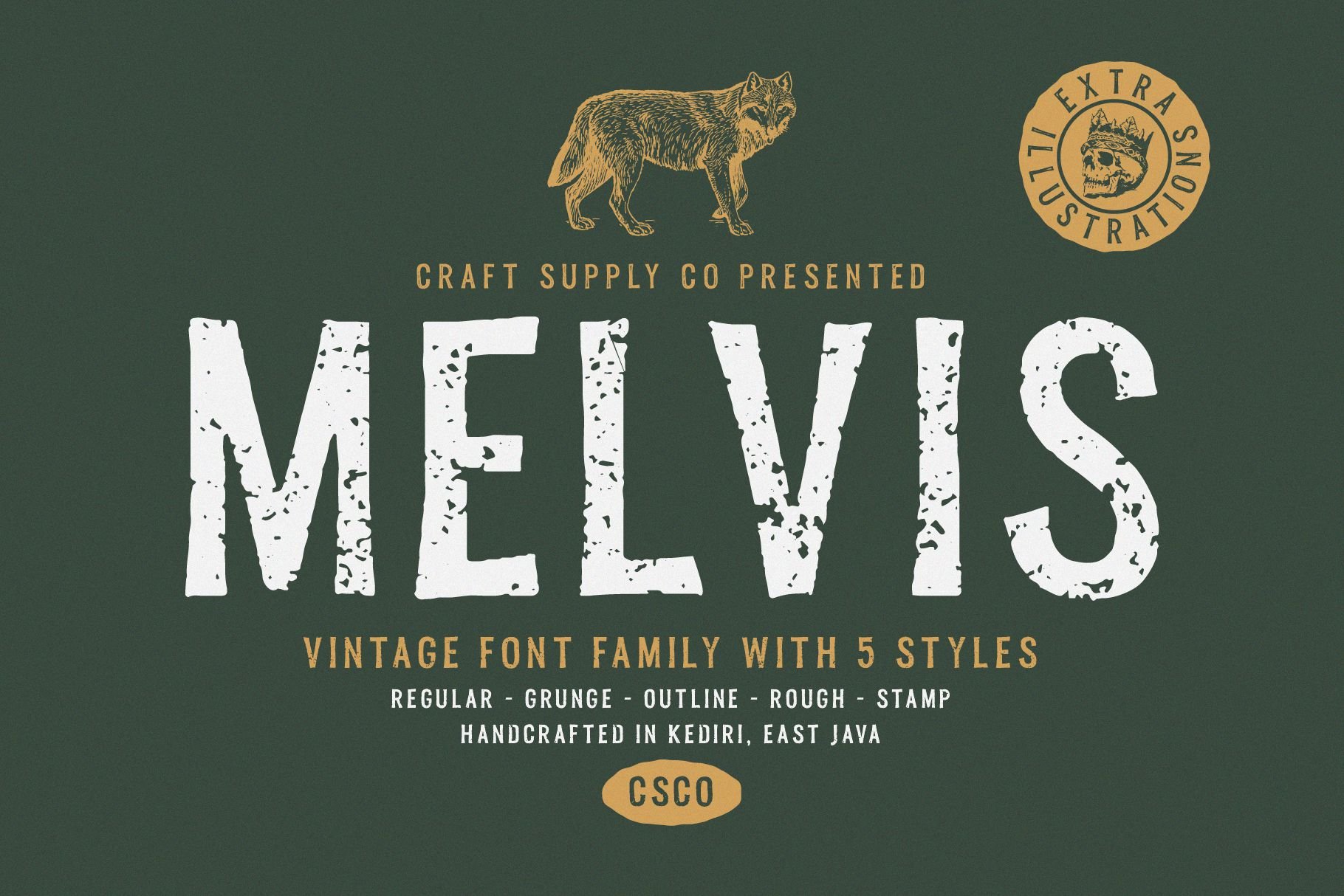Melvis - Vintage Font Family+Extras cover image.