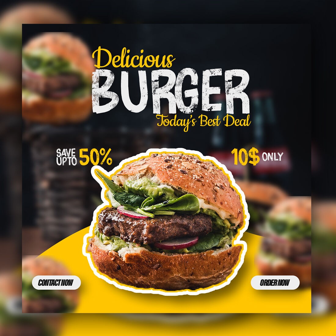 Special Burger Sale Social Media Ads Or Post Template preview image.