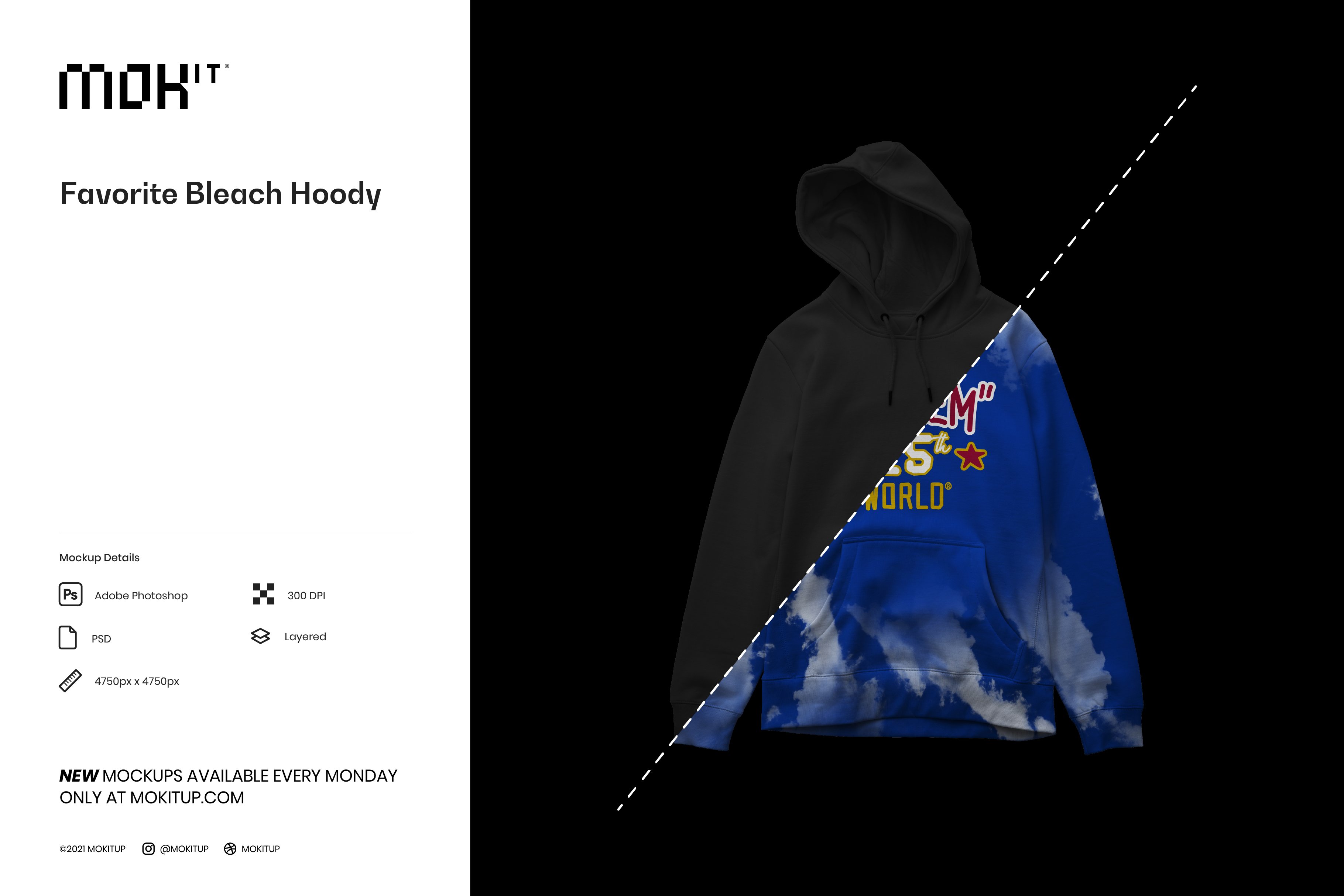 MOKITUP: Bleached Hoody Mockup cover image.