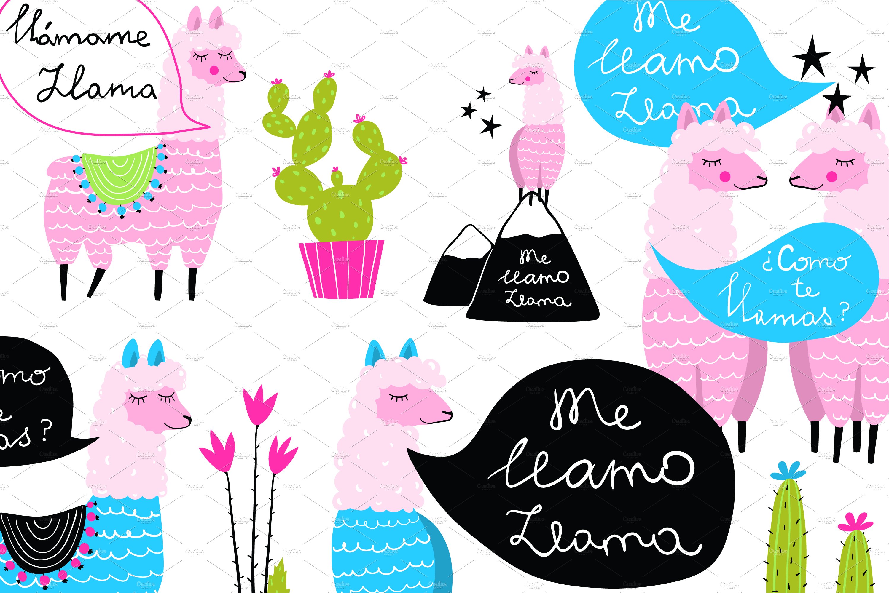 Cute Girl Llama with Cacti Graphic by CaptainCreative · Creative