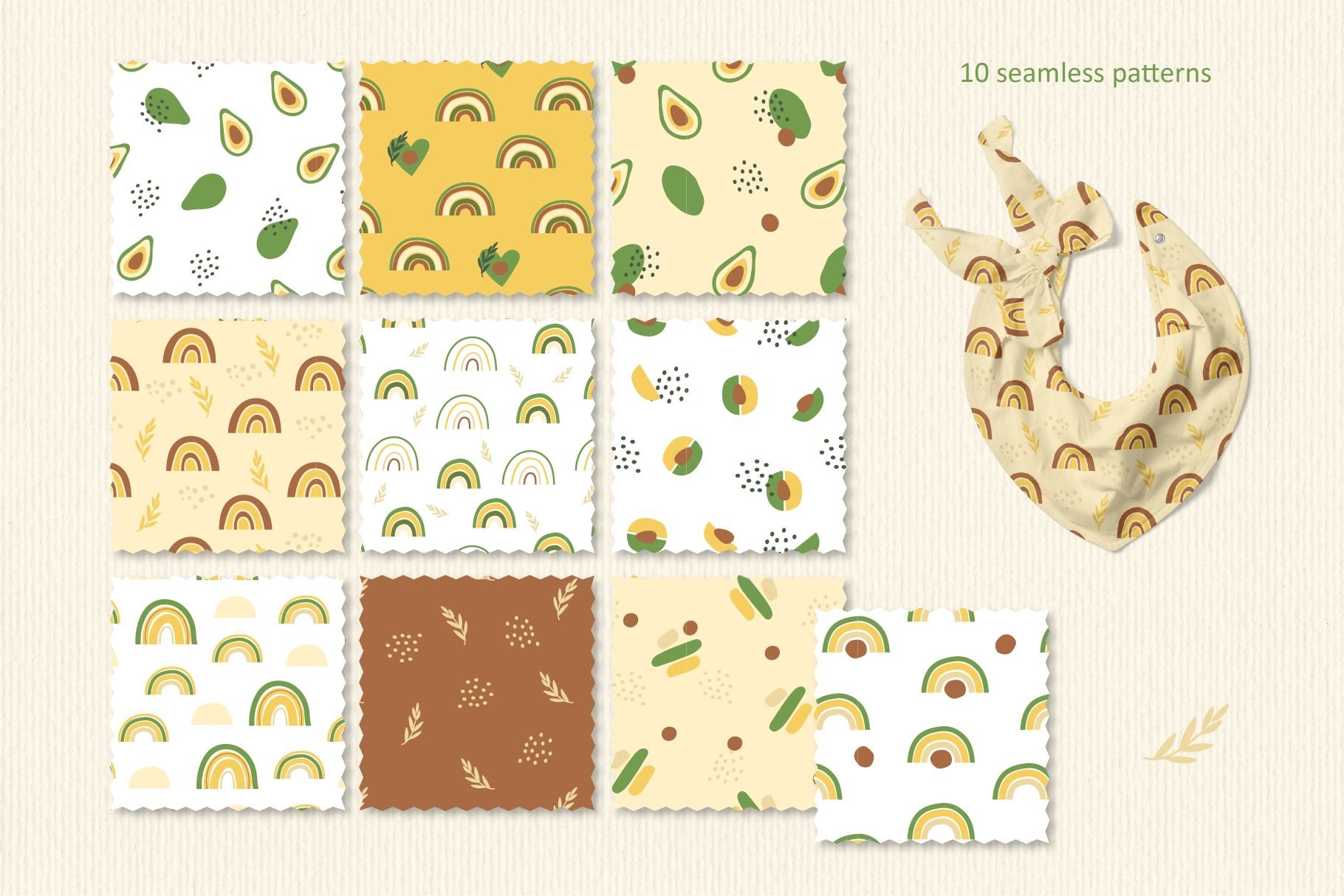 Set of Avocado Rainbow patterns preview image.