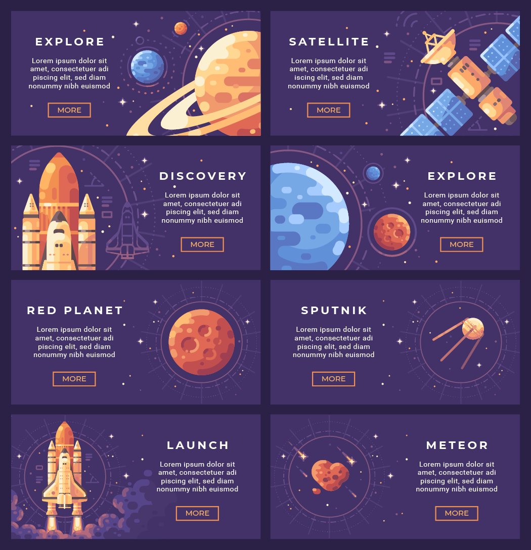 Space research banner set preview image.