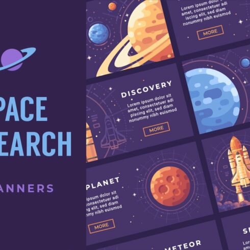Space research banner set cover image.