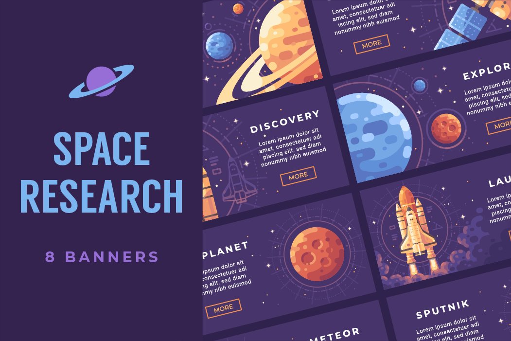 Space research banner set cover image.