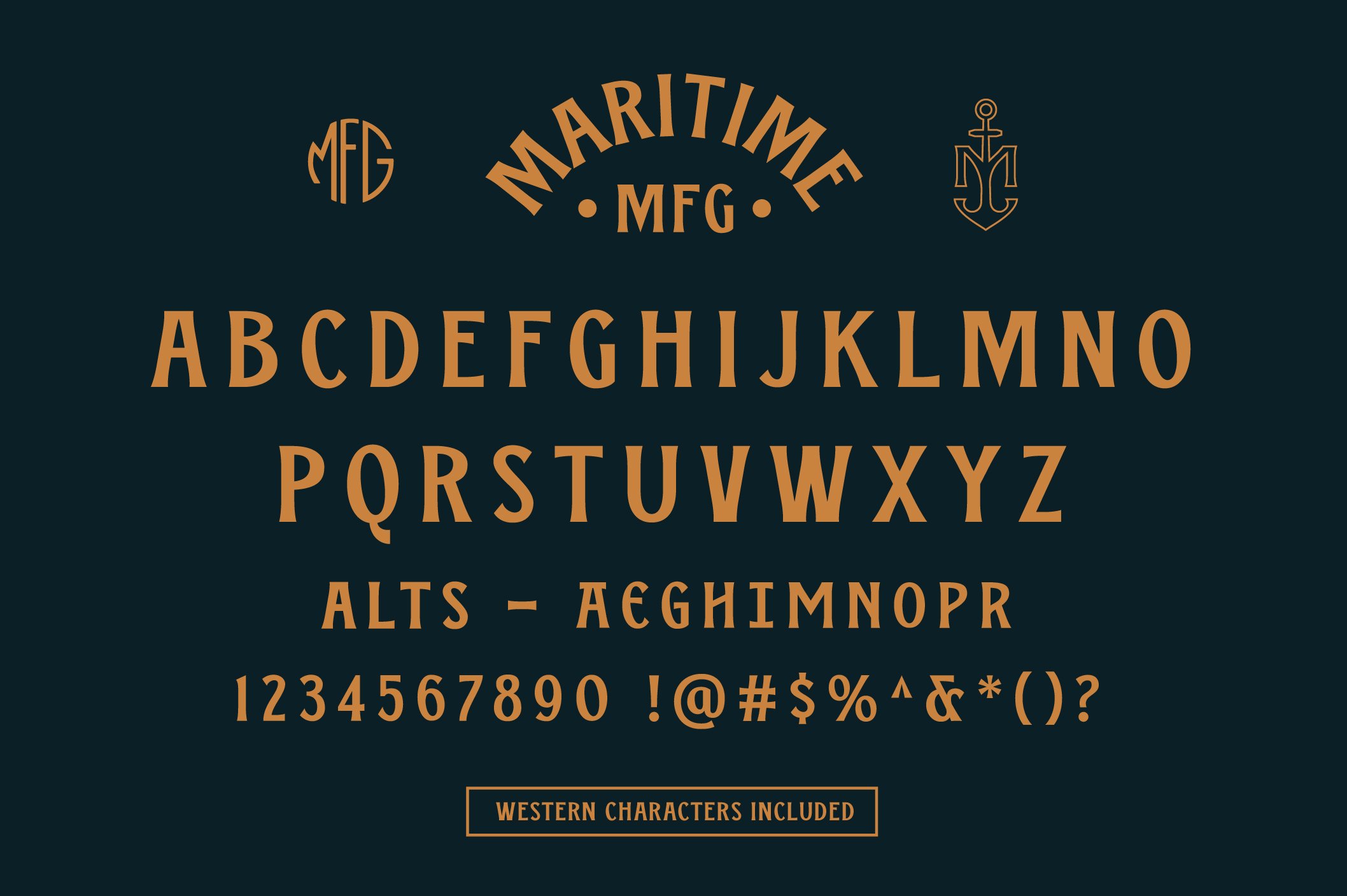 Maritime MFG - A Spur Serif Typeface preview image.