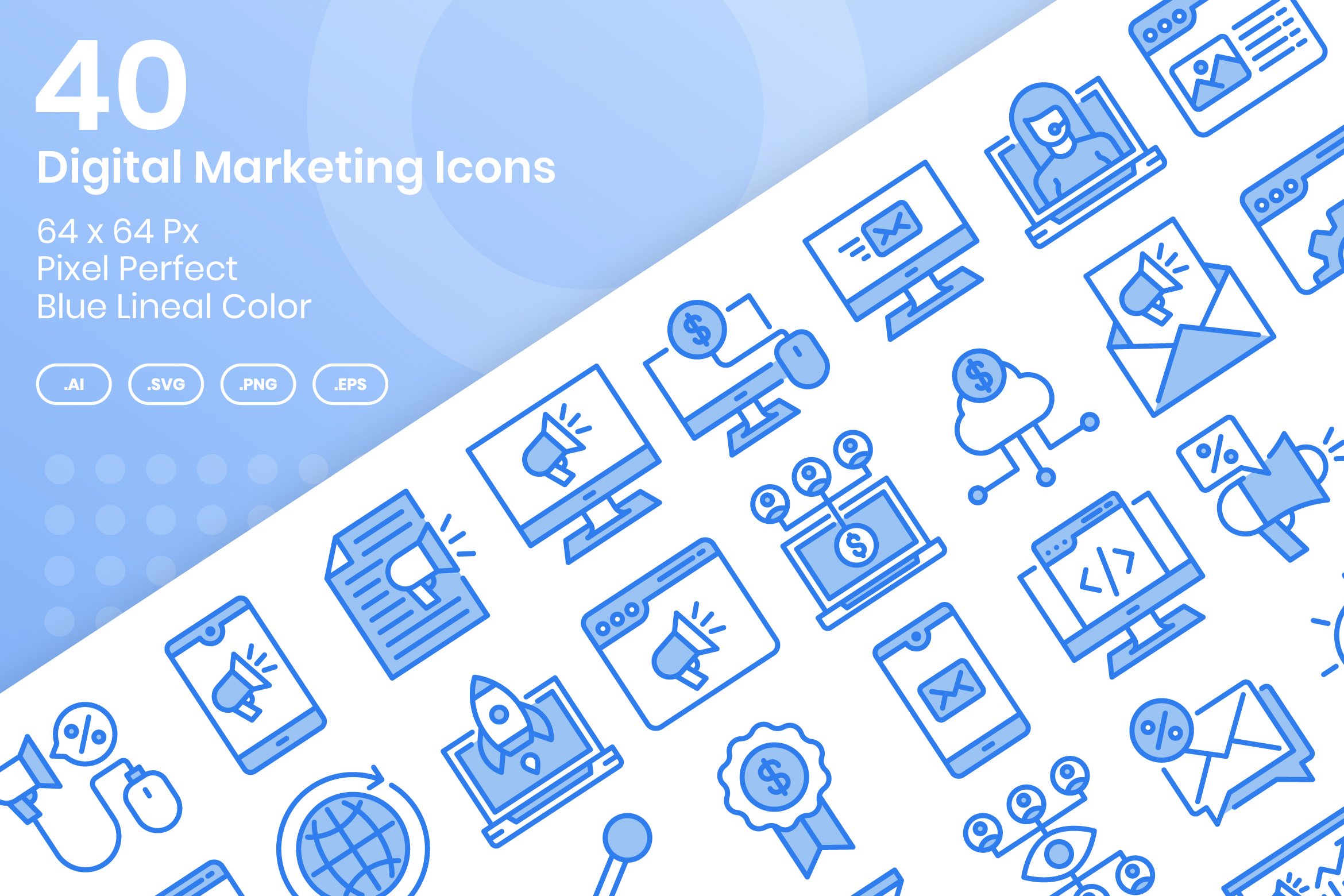 40 Digital Marketing - Lineal Color cover image.