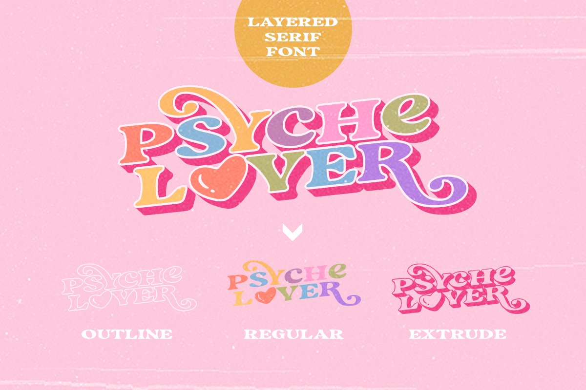 Psyche Lover - Layered Retro Font preview image.