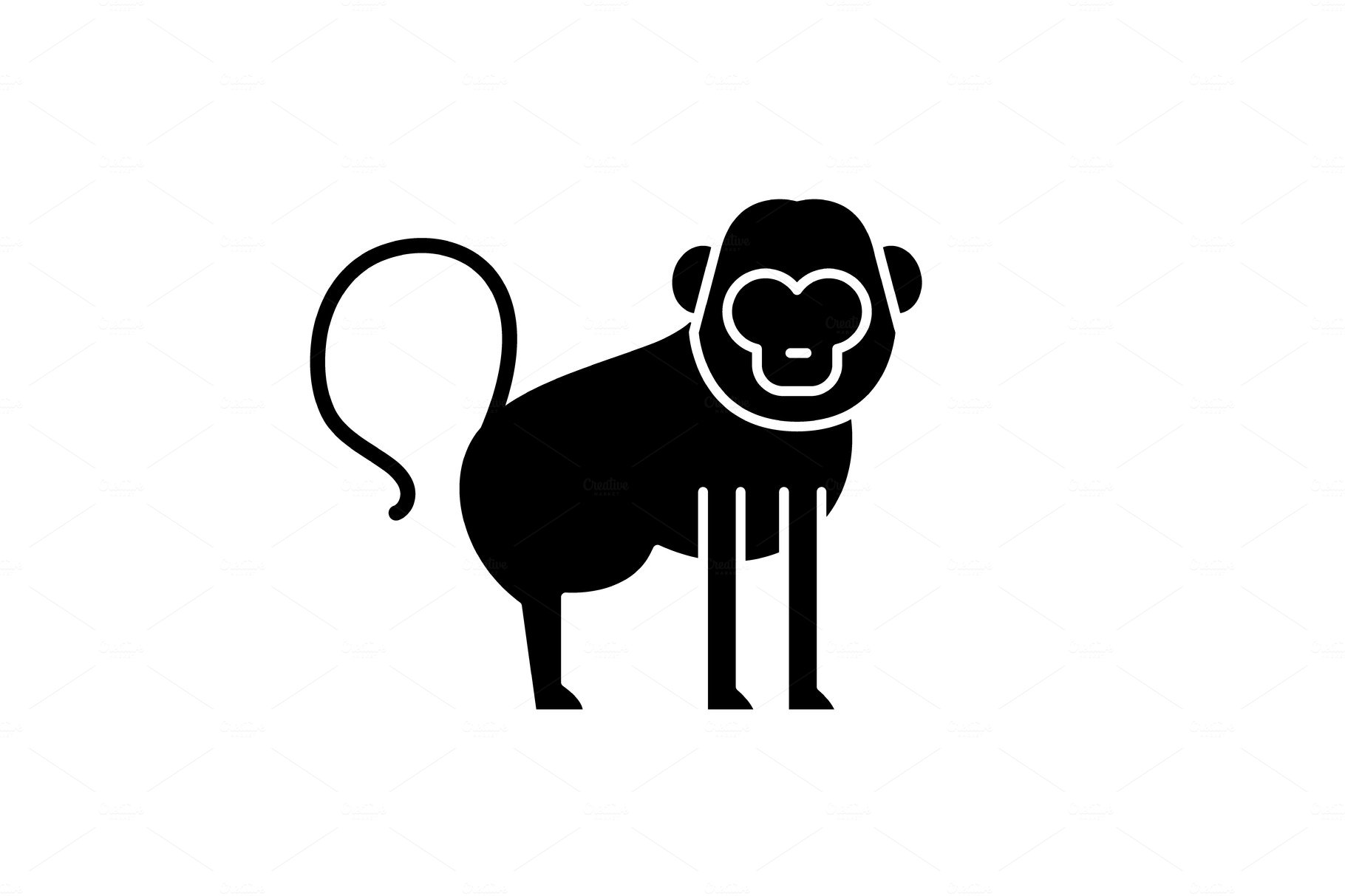 Baboon black icon, vector sign on cover image.