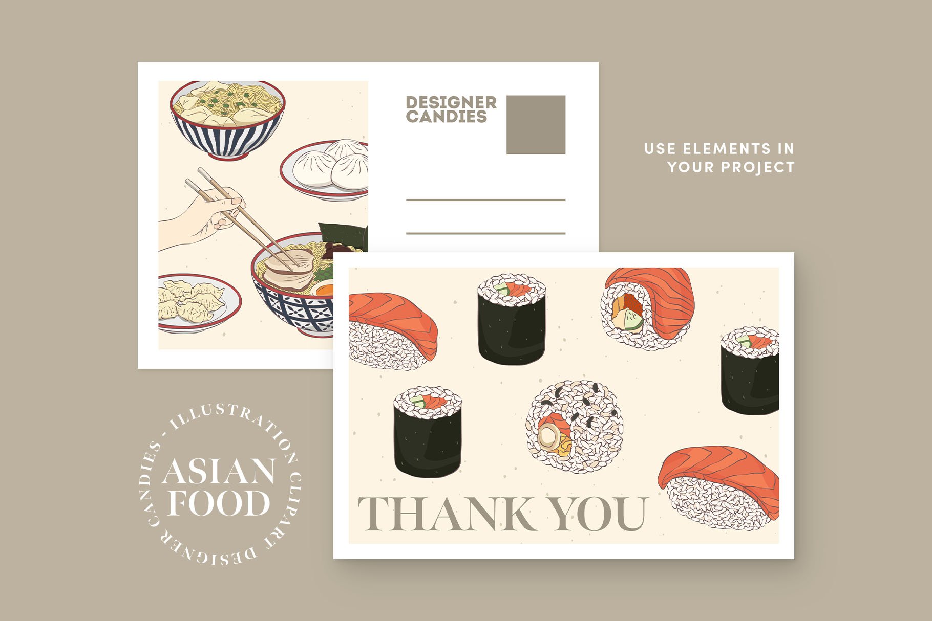 Asian Food Illustrations preview image.