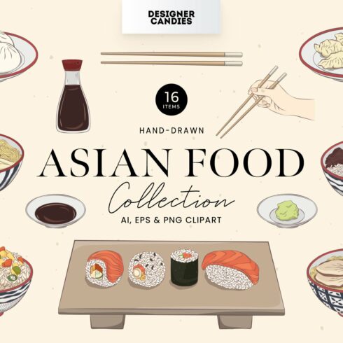 Asian Food Illustrations cover image.