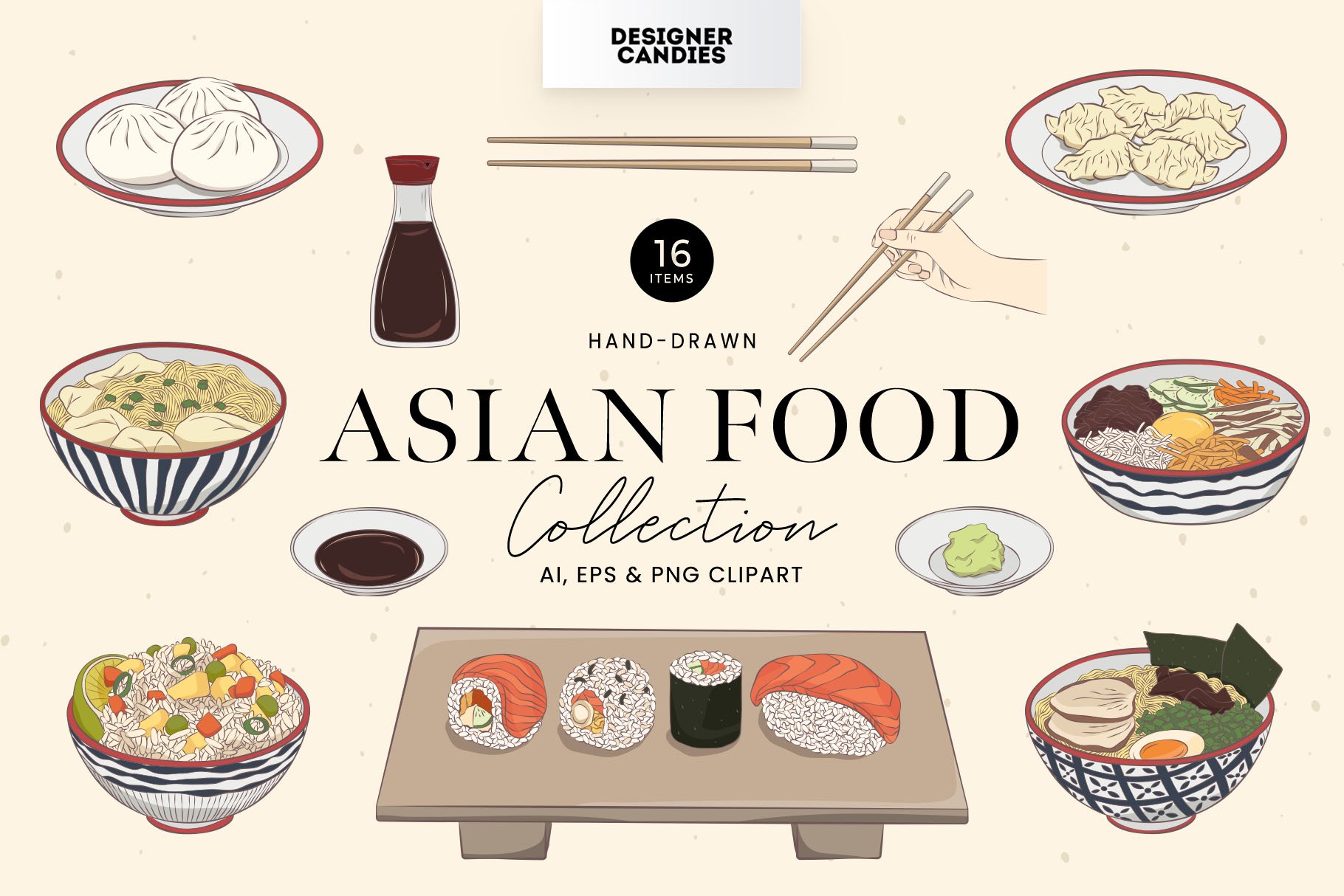 Asian Food Illustrations cover image.