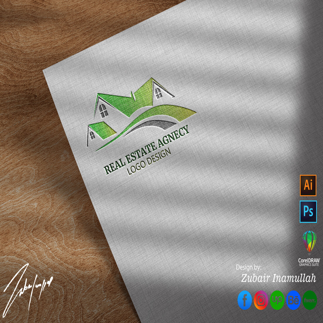 Real Estate Agency Logo with Adobe Illustrator Source File, JPGE PNG preview image.