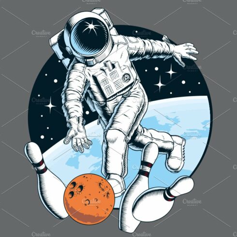 Astronaut playing bowling in space cover image.