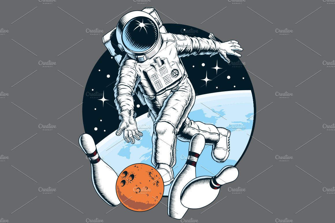 Astronaut playing bowling in space cover image.