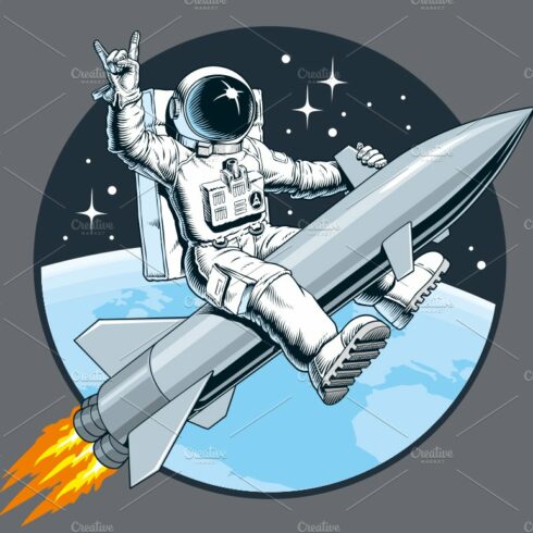 Astronaut riding a rocket cover image.