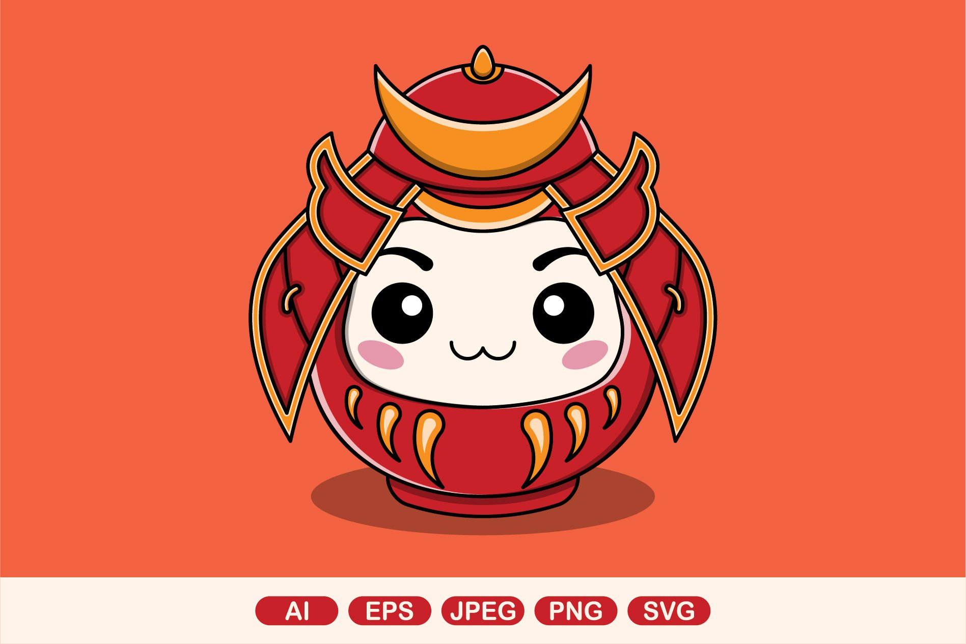 Cute japanese daruma samurai cover image.