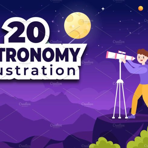 20 Astronomy Cartoon Illustration cover image.