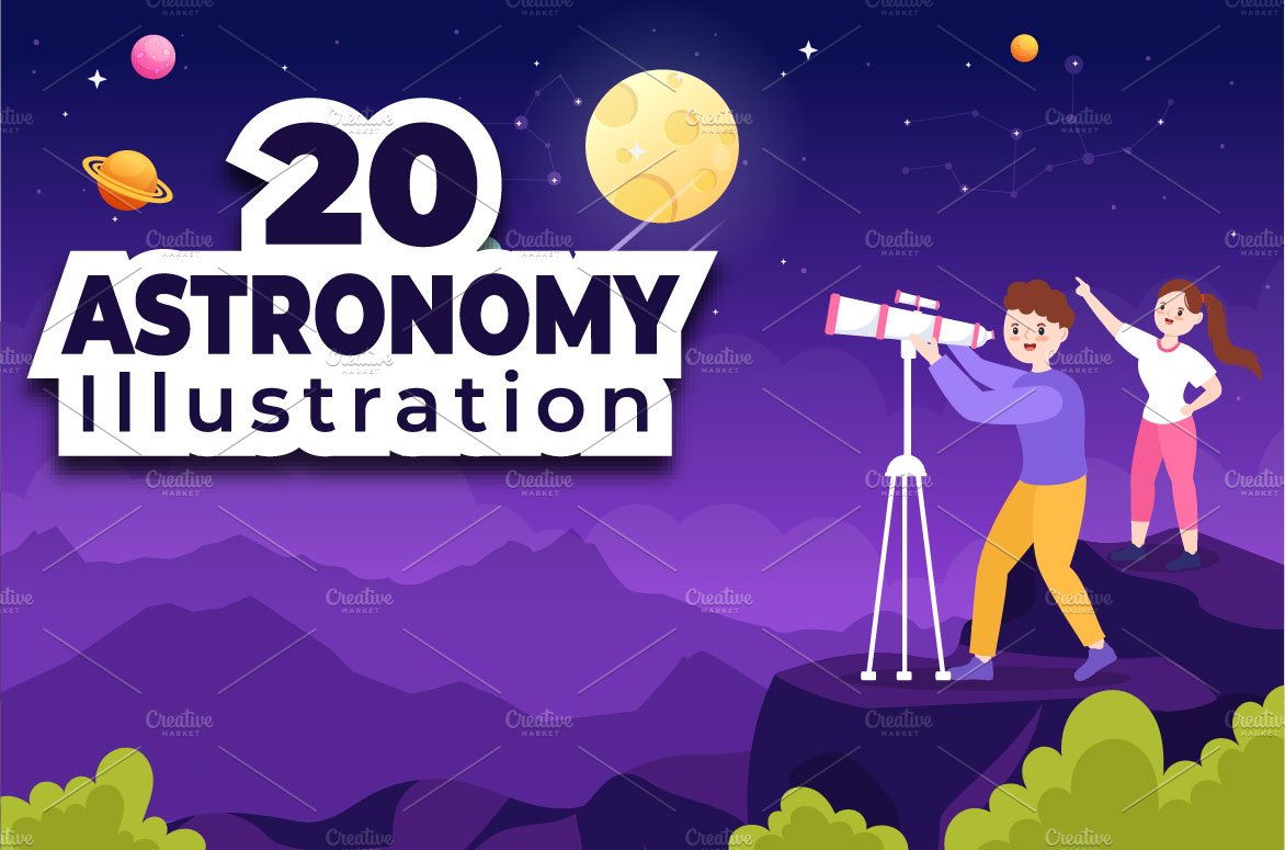 20 Astronomy Cartoon Illustration cover image.