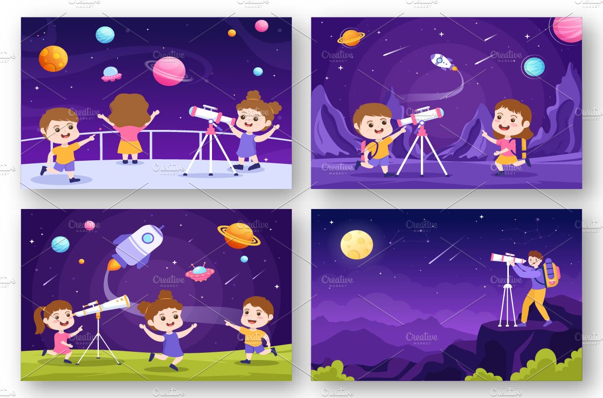 20 Astronomy Cartoon Illustration preview image.