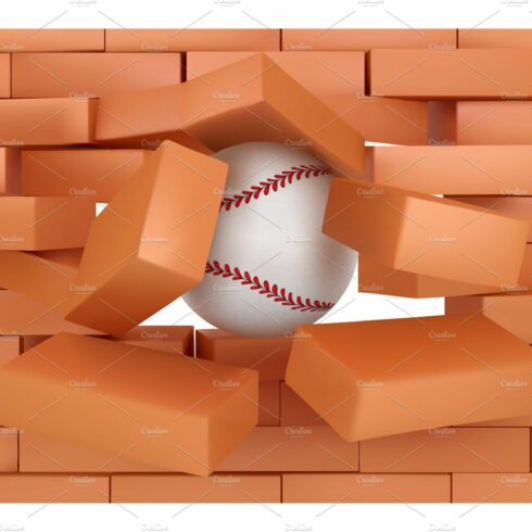 Brick wall destroying with baseball cover image.