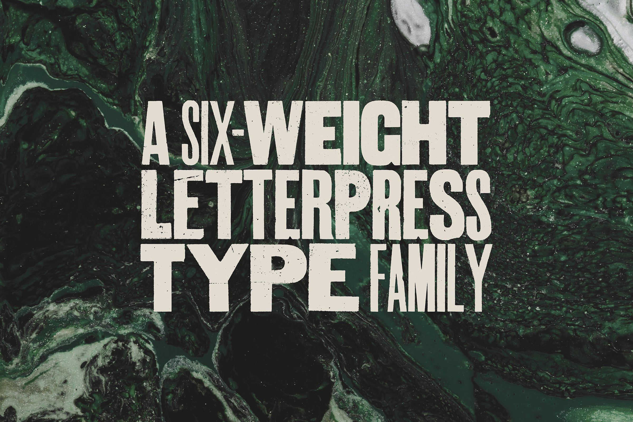 Aurochs: letterpress type family preview image.