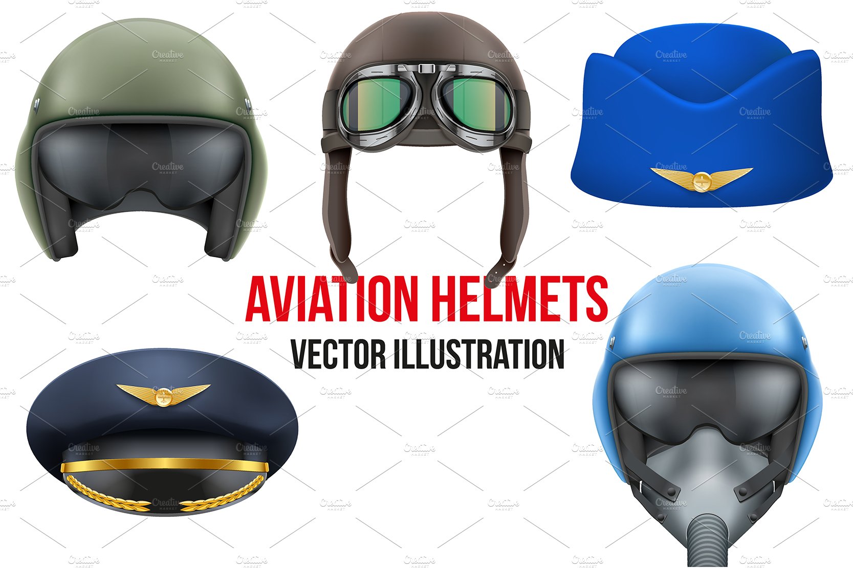 Set of Aviator Helmets and Hats cover image.