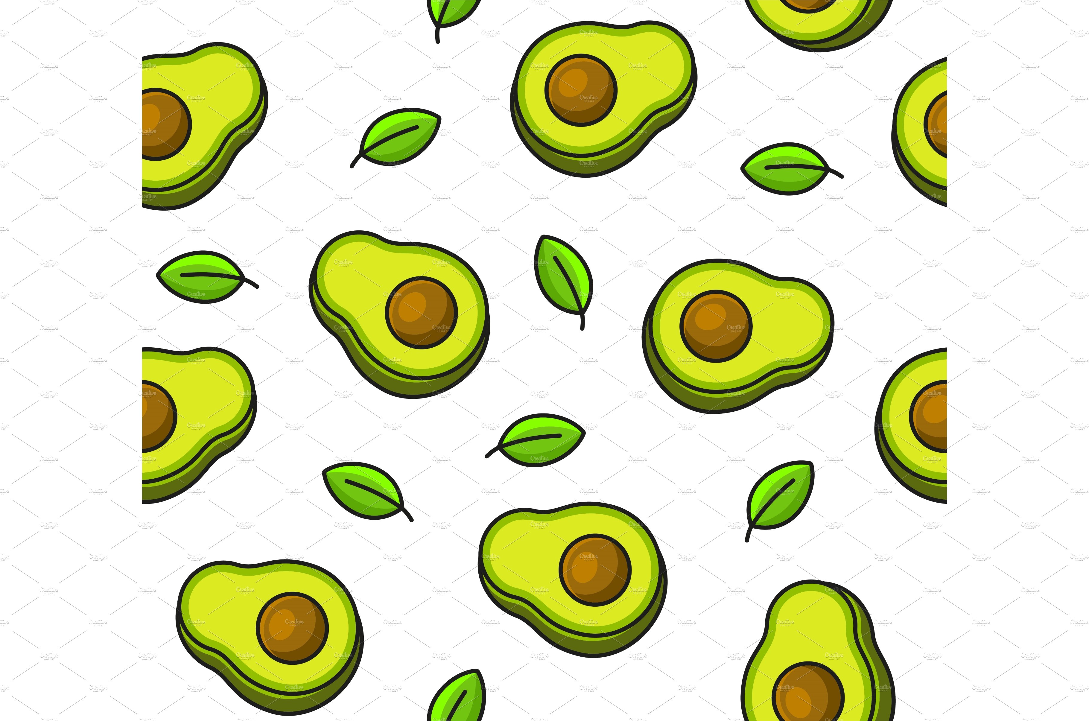 Avocado Seamless Pattern on White cover image.