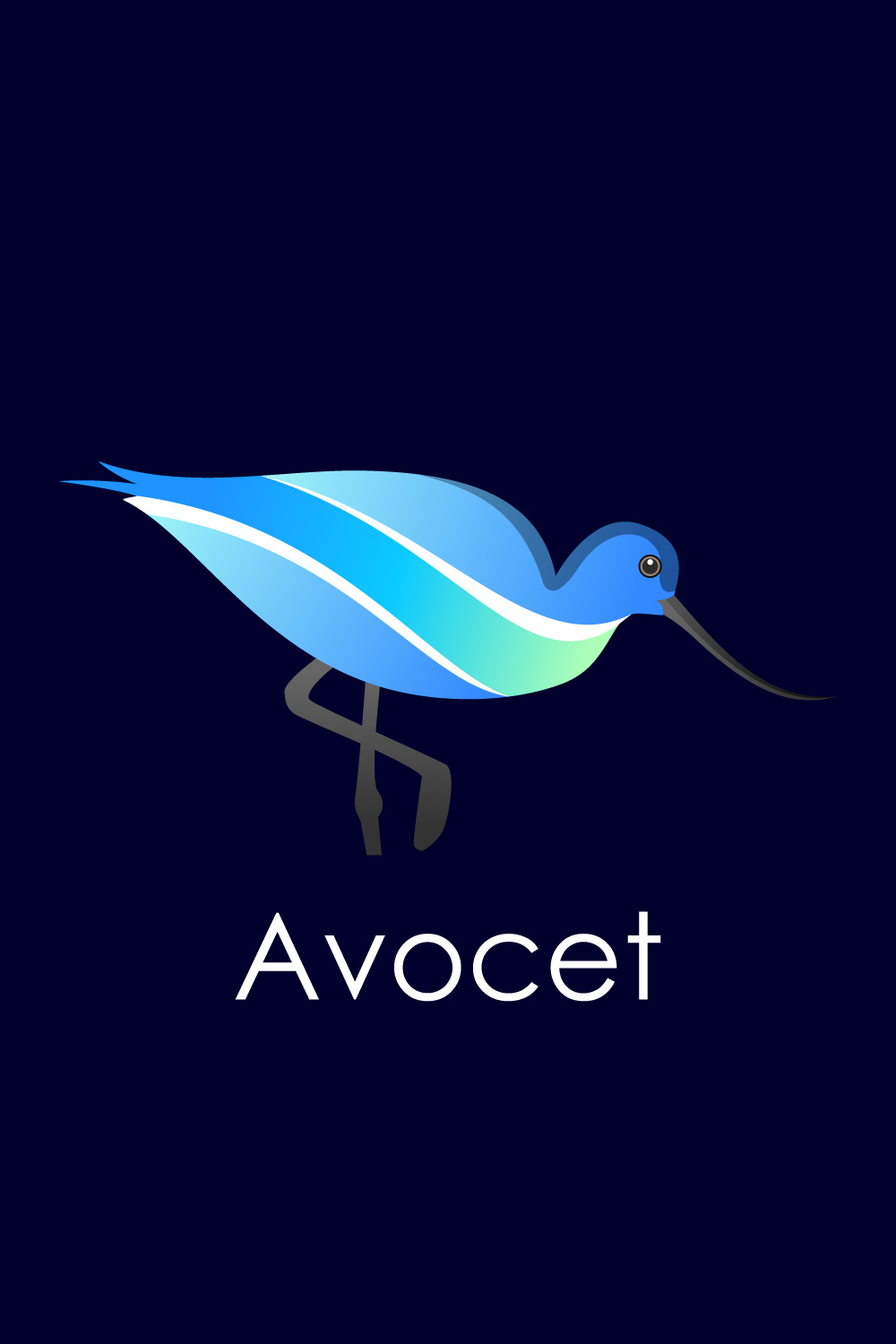 Modern colorful Avocet bird logo design template vector illustration pinterest preview image.