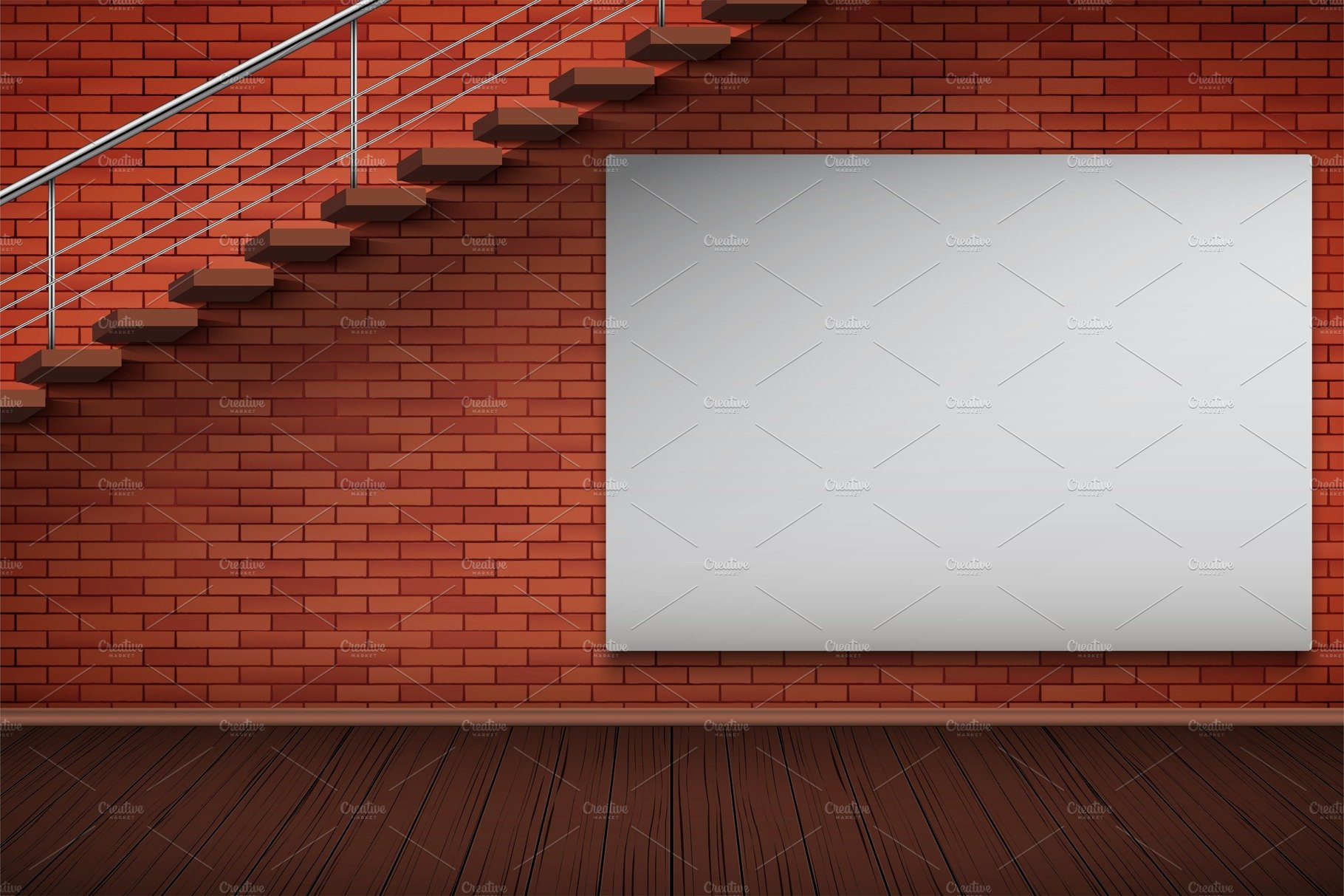 Empty mockup billboard on brick wall cover image.