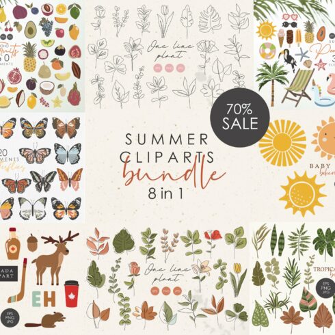Summer cliparts bundle cover image.