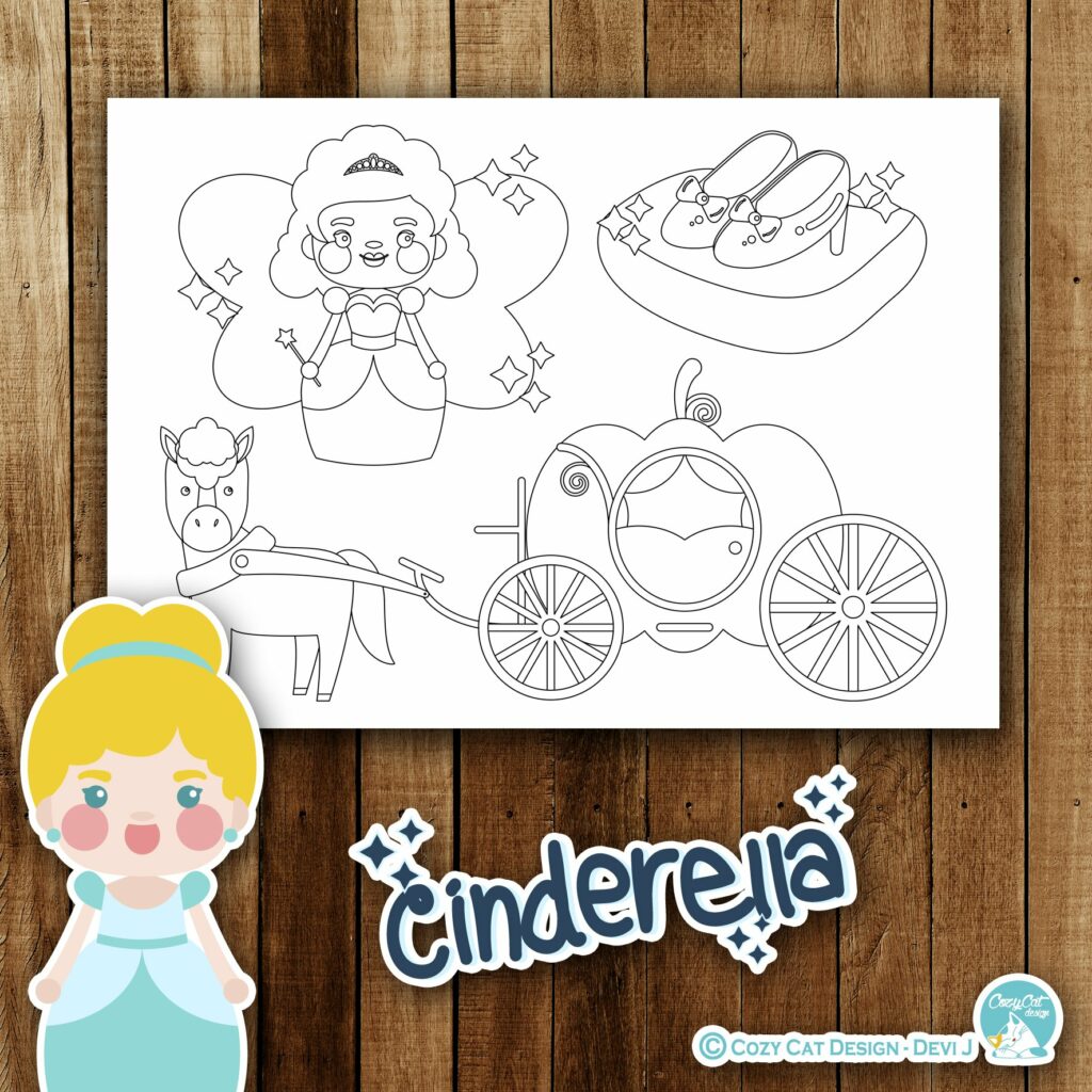 Cute Cinderella Coloring Pages MasterBundles