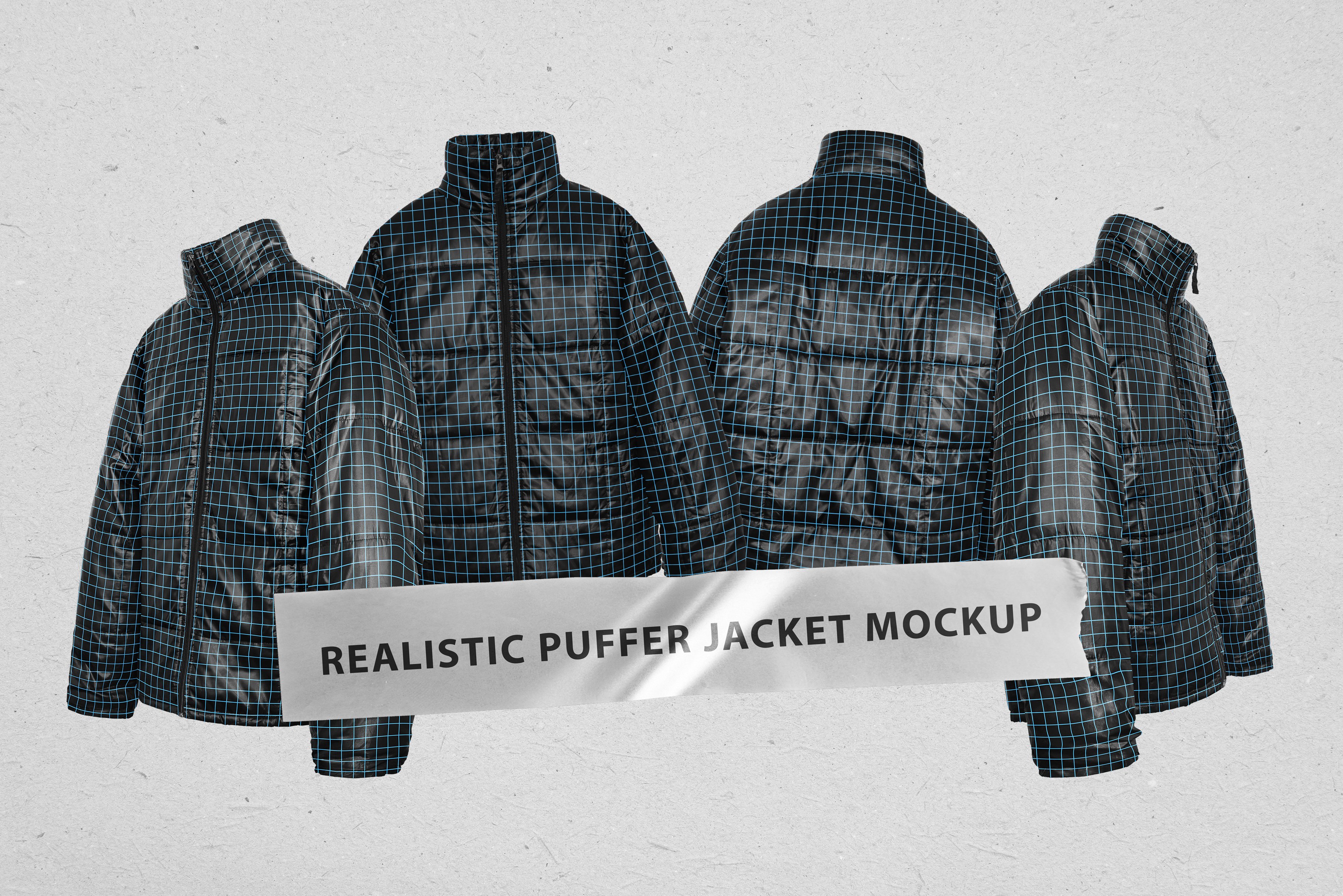 Realistic Puffer Jacket Mockup preview image.