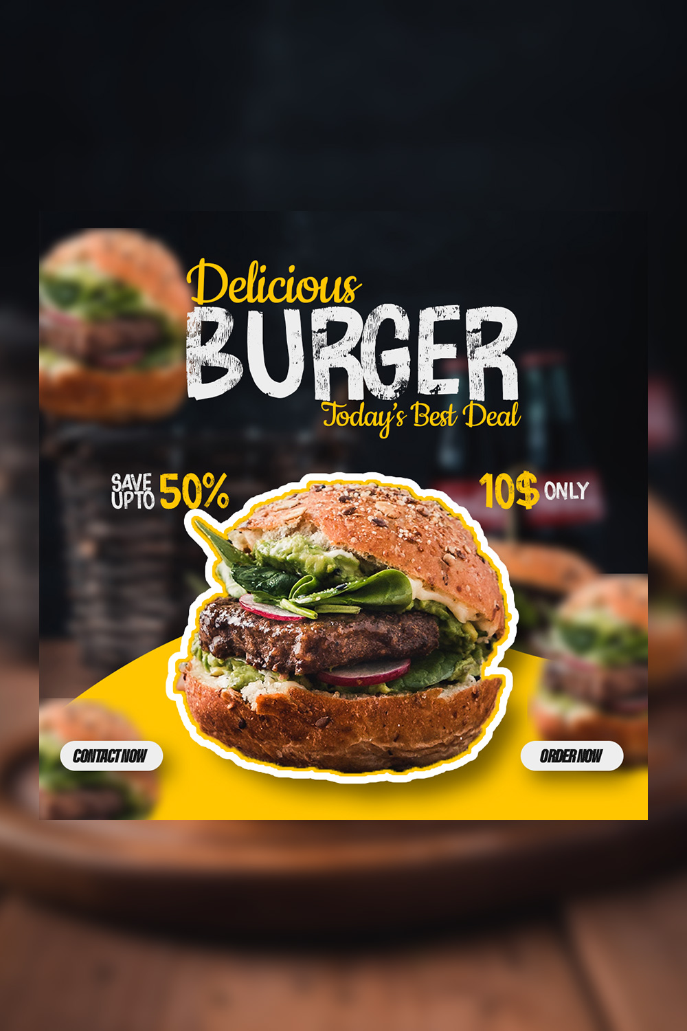 Special Burger Sale Social Media Ads Or Post Template pinterest preview image.