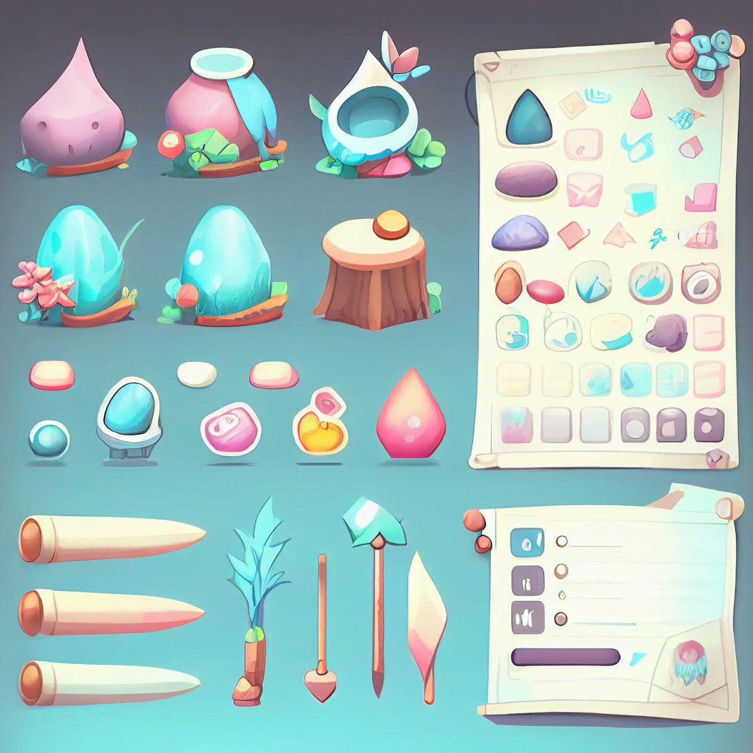 Cartoon Game Assets Midjourney Prompt preview image.