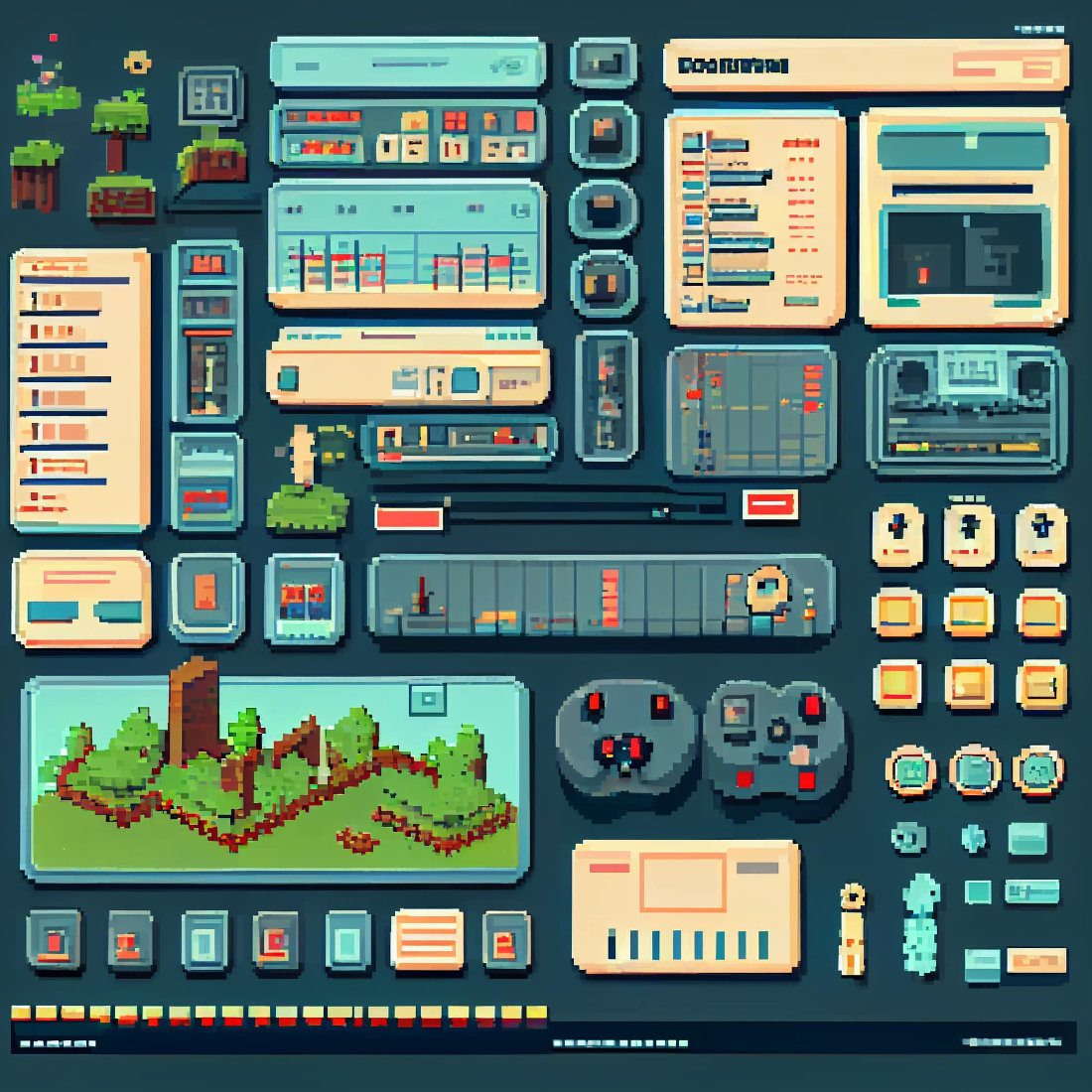 Pixel Game Assets Midjourney Prompt preview image.