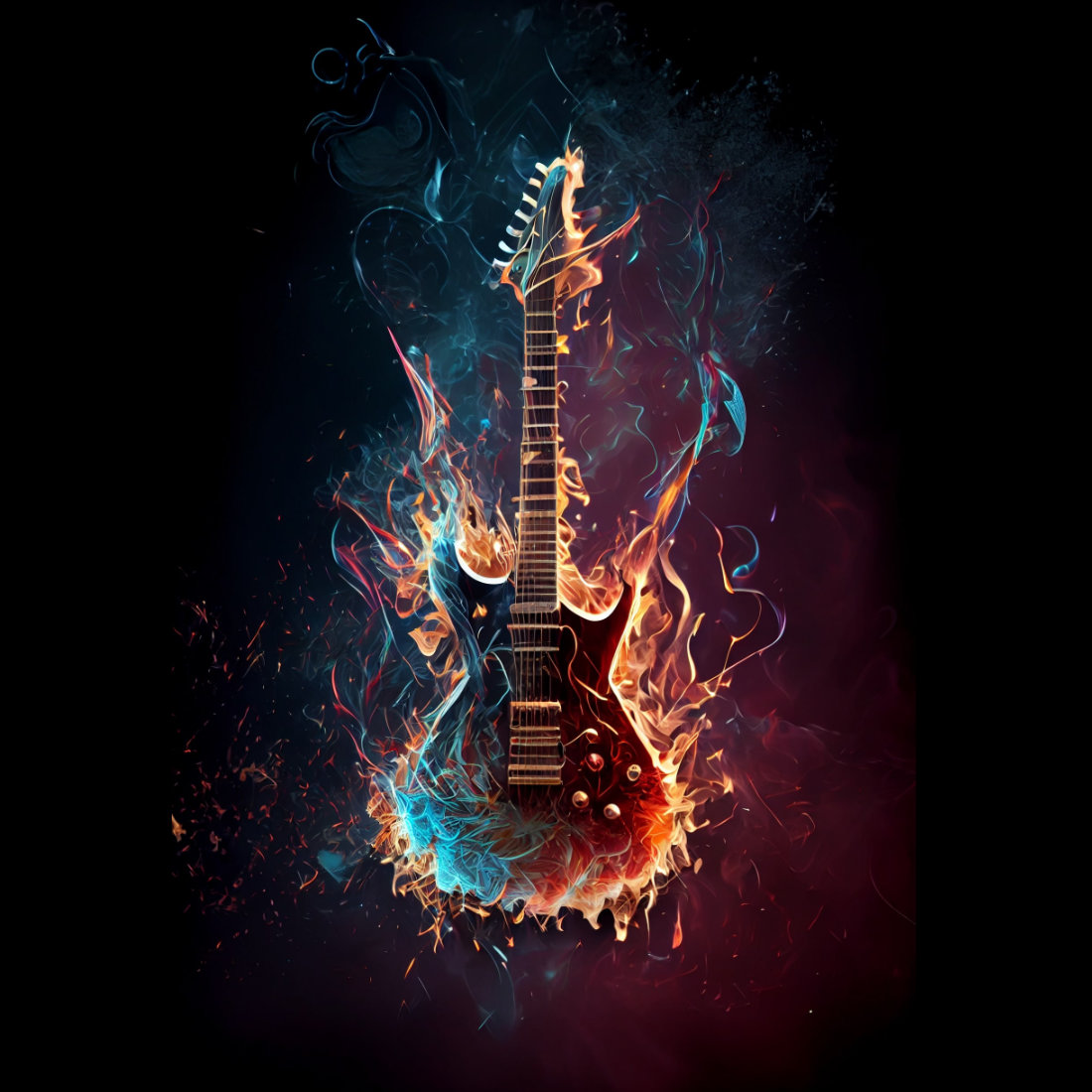 Cool Guitar Graphics Midjourney Prompt preview image.