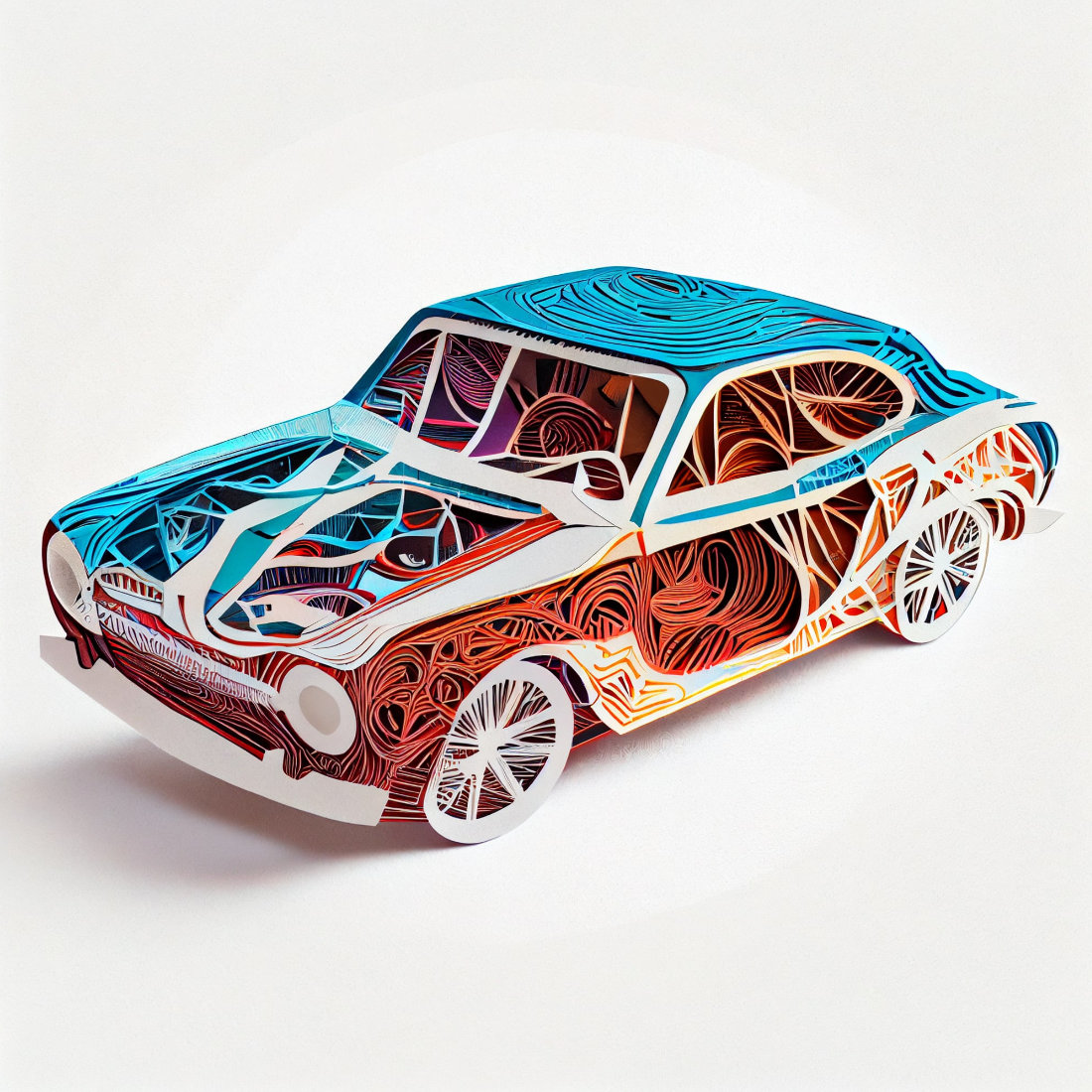 Papercut Art Vehicles Midjourney Prompt preview image.