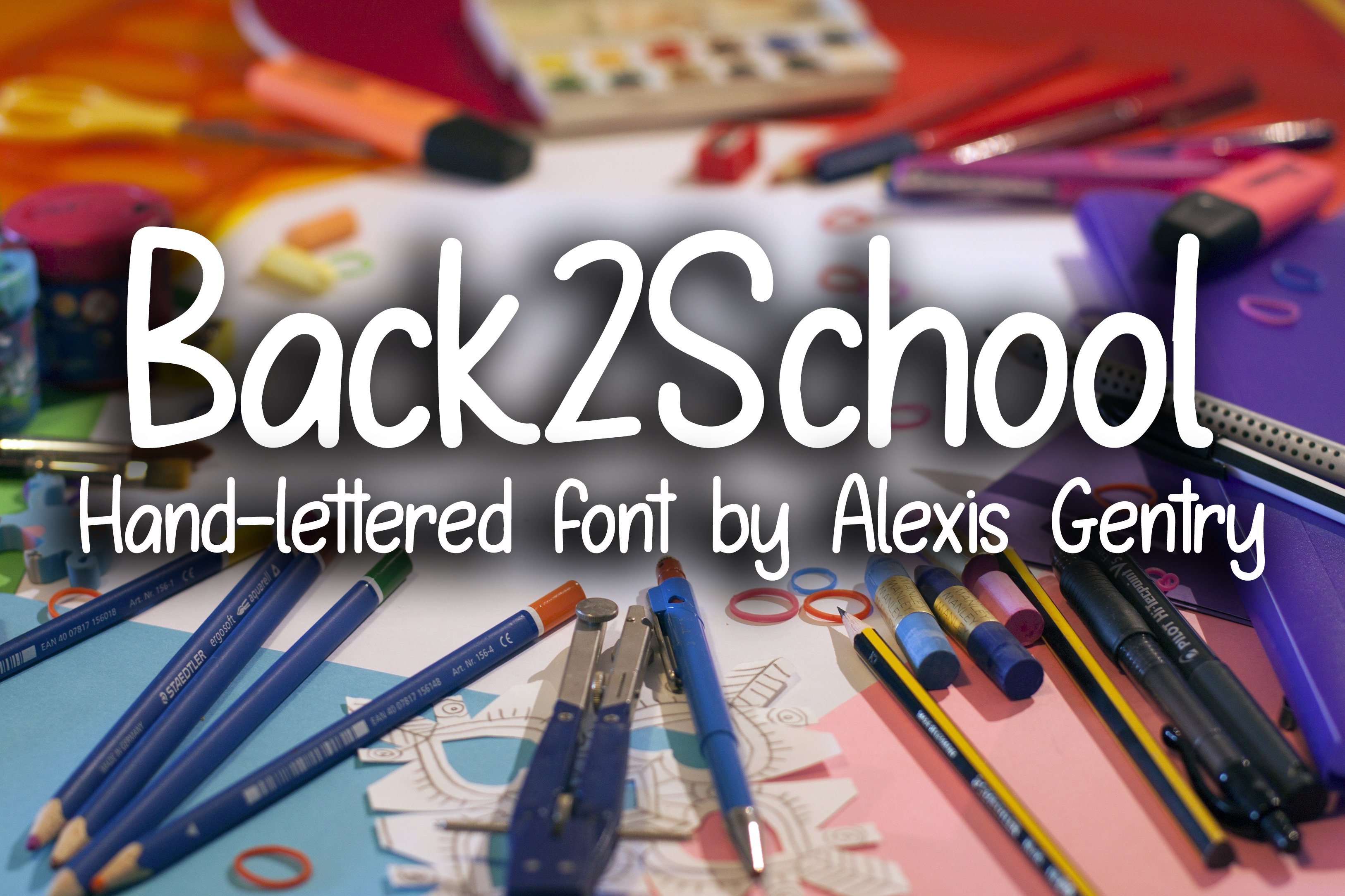 Back2School hand-lettered font cover image.